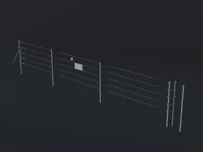Modular Electric Fence Low-poly 3D model