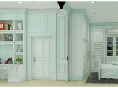 bedroom and living 3D model