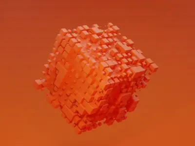 Abstract Sci-Fi  animated Cube  3D model Low-poly 3D model
