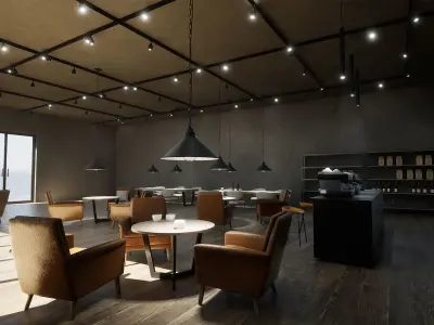 Cafe Interior Low-poly 3D model