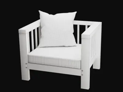 Modern Minimalist Wooden Armchair 3D model