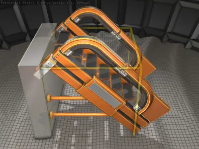 Sci-Fi Stairs - 1 - Orange Version  Low-poly 3D model