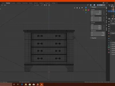 Lightly stained wooden dresser 3D model