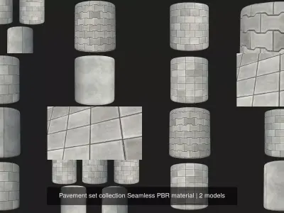 Pavement set collection Seamless PBR material Texture