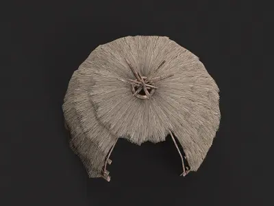 Primitive Wooden Shelter with Thatch Roof 6 Low-poly 3D model