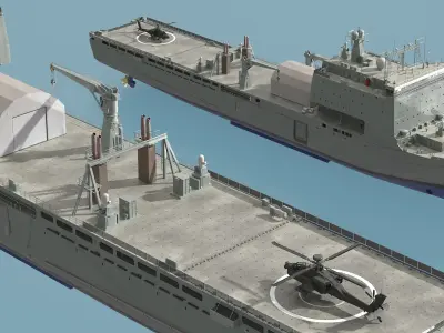  Combat Landing Vessel with Helicopter 