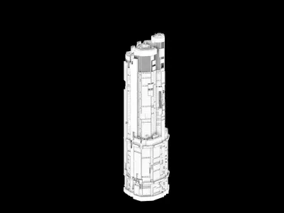 Sci-Fi Futuristic Future City Skyscraper Building 001 Low-poly 3D model