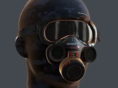 Gas mask helmet 3d model scifi Low-poly  Low-poly 3D model