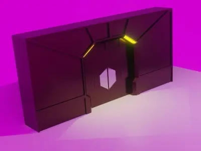 Sci Fi Door - Rigged Animation 3D Model Low-poly 3D model
