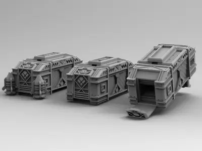 Legion Longsword Mortar ammo crates 3D print model