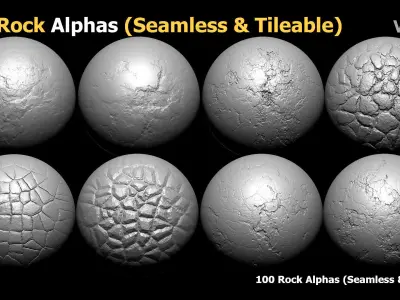100 Rock Alphas Seamless - Tileable 3D model