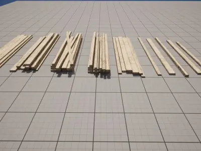 Wooden Planks set Low-poly 3D model