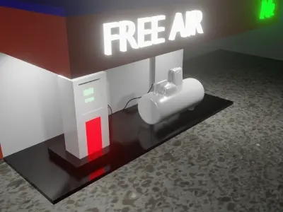 Gas Station Pack Indian  US Fuel Stations  Air Filling Unit Low-poly 3D model
