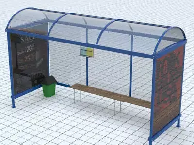 Busstop bus stop with sign 3D model
