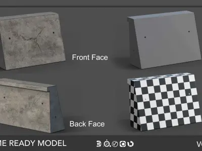 10 Newjersey Barriers Low-poly 3D model