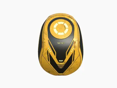 SciFi Backpack G02 Yellow - Fashion Character Design Low-poly 3D model