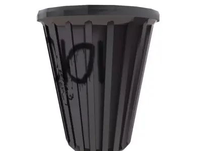 Trashcan trash can with graffiti 3D model