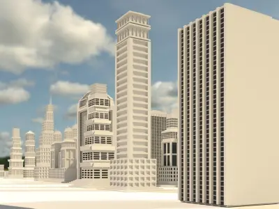 Skyscrapers   Low-poly 3D model  10 MODELS Free 3D model
