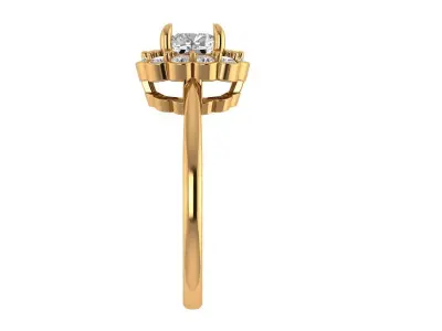 Cushion Diamond Solitaire Ring 3D print model