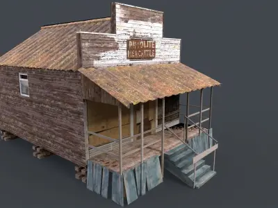 wooden house lowpoly  Game model Low-poly 3D model