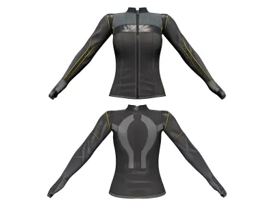 Futuristic Sci-Fi Full Outfit Jacket Pants Arm Shield Low-poly 3D model
