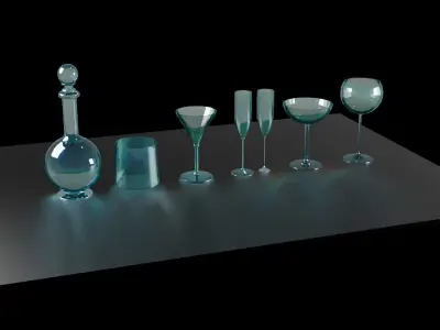 glass bottles 3D model