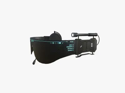 SciFi Glasses D04 Black Grid - Character Design Fashion Low-poly 3D model