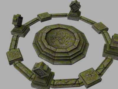 temple 1 stone circle with stones in it Low-poly 3D model