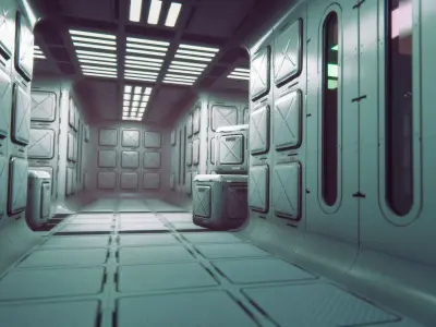 Sci-Fi  Level Design Corridor Blocks Modular Game-Ready PBR KIT Low-poly 3D model
