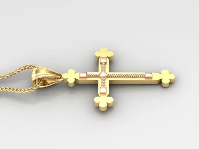 High Cross Pendant Light Gold 18K 4CP095 3D print model