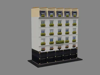 Typical Parisian Apartment Building 07 Low-poly 3D model