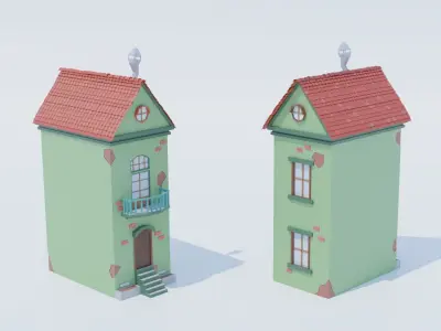 14 Pack Italian Buildings Low-Poly Low-poly 3D model
