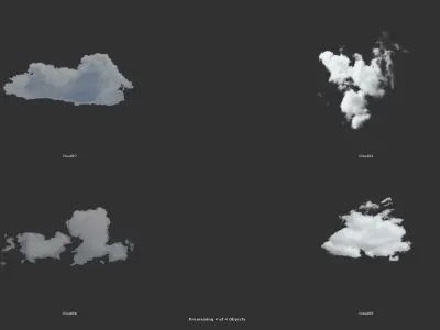 Cloud Set in sky Low-poly 3D model