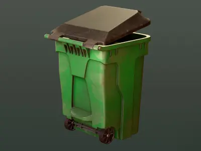 Trash Bin Game Asset - Openable Lid  Low-poly 3D model