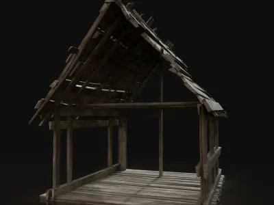 Next Gen AAA Wooden Roofing Cover Construction - Wood Storage Low-poly 3D model