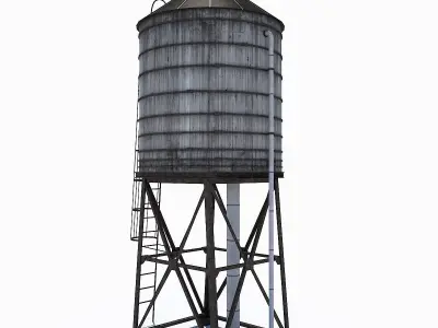New York Water Tower Low-poly 3D model
