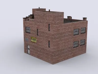 Industrial building Low-poly 3D model 8
