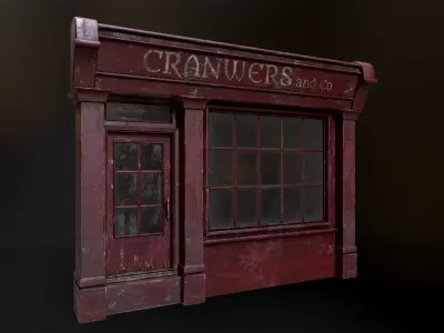 Old English Shop Fronts - 5 colors Low-poly 3D model
