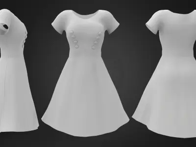 Conquered Retro Dress Low-poly 3D model