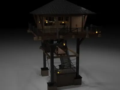 Fire Lookout Tower Architecture Build  Free 3D model