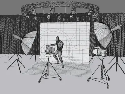 Studio 3D Scene Low-poly 3D model