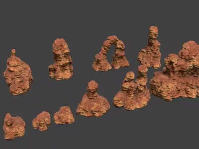 10 Model Desert Cliffs pack Vol1 Low-poly 3D model