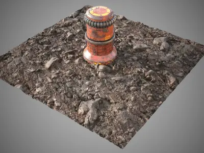 Stone ground tile Low-poly 3D model