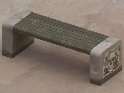Park Bench 04 - Apocalyptic Low-poly 3D model