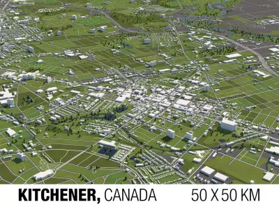 Kitchener Canada 50x50km 3D City Map 3D model