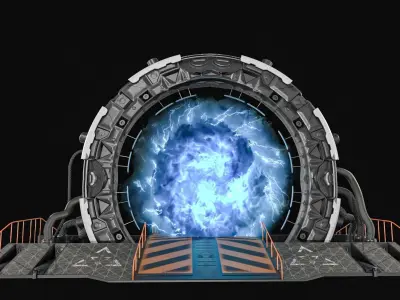 Teleporter space door Low-poly 3D model