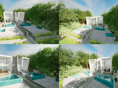 Villa with Architectural Design 3D and CAD Low-poly 3D model