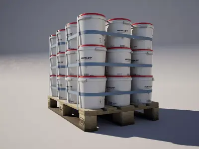 Industrial Paint Bucket Pallet 3D model