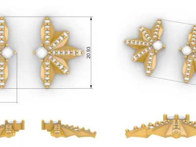 Half Flower Earring 3D print model