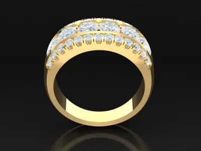 Light Gold Diamond Men Ring 2MR002 3D model